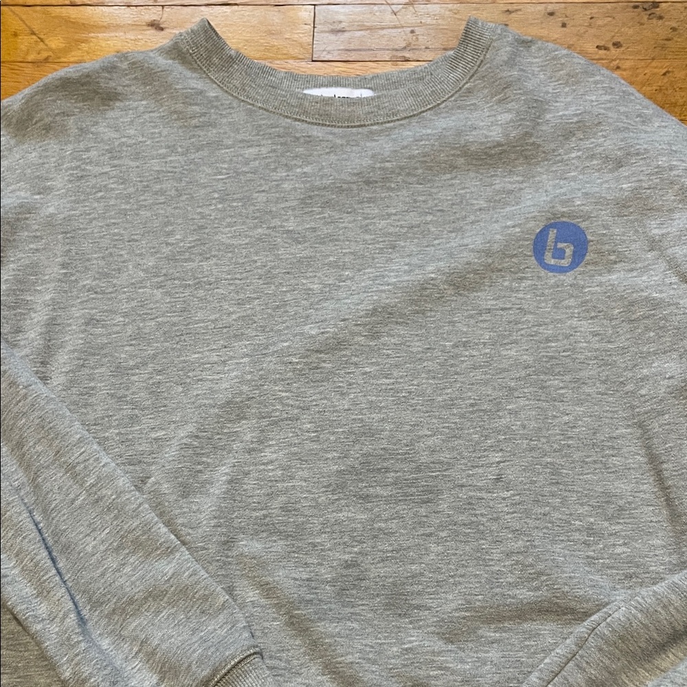 Gray Sweatshirt with Blue Logo